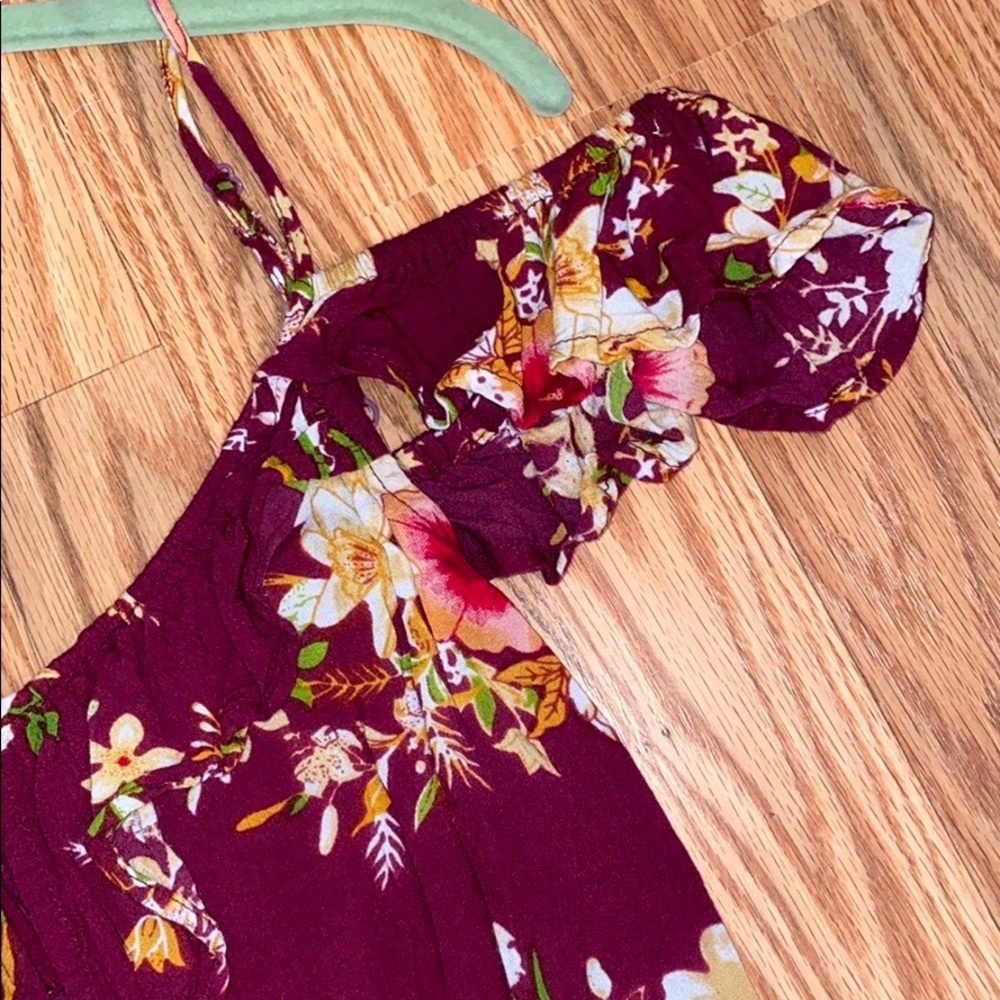 Floral Romper with Cold Shoulder - Picture 3 of 5